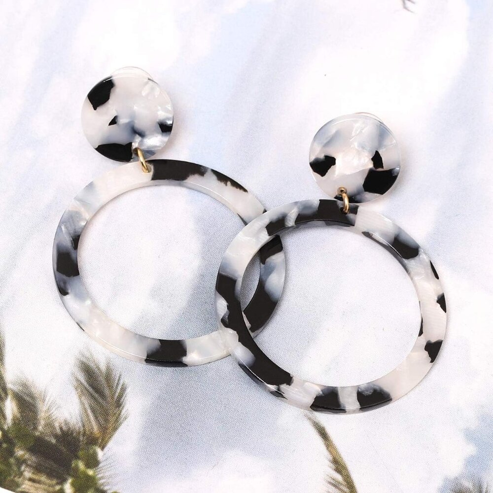 Elegant 2.5'' Tortoise Shell Drop Dangle Earrings… - image 5